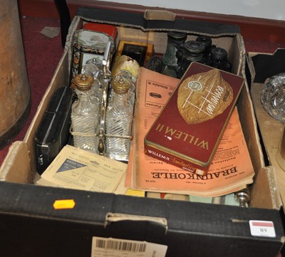 Lot 89 - A box of miscellaneous items, to include a tin...