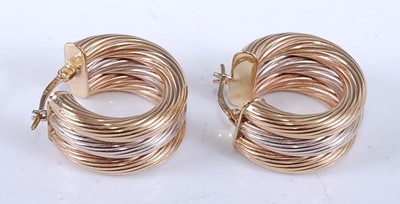 Lot 2541 - A pair of 9ct yellow, white and rose gold...