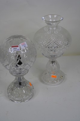 Lot 103 - A cut glass table lamp, having a removable cut...