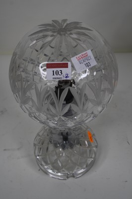 Lot 103 - A cut glass table lamp, having a removable cut...