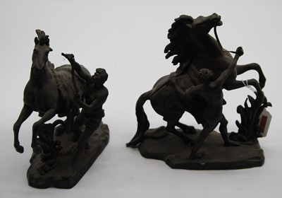 Lot 108 - After Coustou - a pair of bronze figures each...