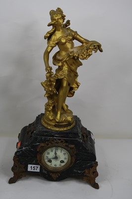 Lot 162 - A 19th century French clock garniture, the...