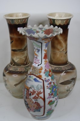 Lot 163 - A Japanese Meiji period vase, having a flared...