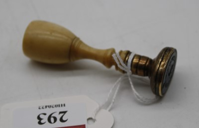 Lot 293 - A 19th century ivory handled seal, 6.5cm