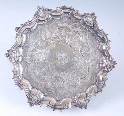 Lot 1060 - A George II silver salver, of shaped scrolling...