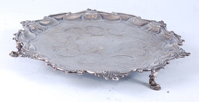 Lot 1060 - A George II silver salver, of shaped scrolling...