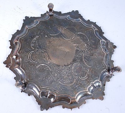 Lot 1060 - A George II silver salver, of shaped scrolling...