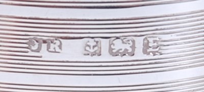Lot 1103 - A cased set of six George V silver napkin...