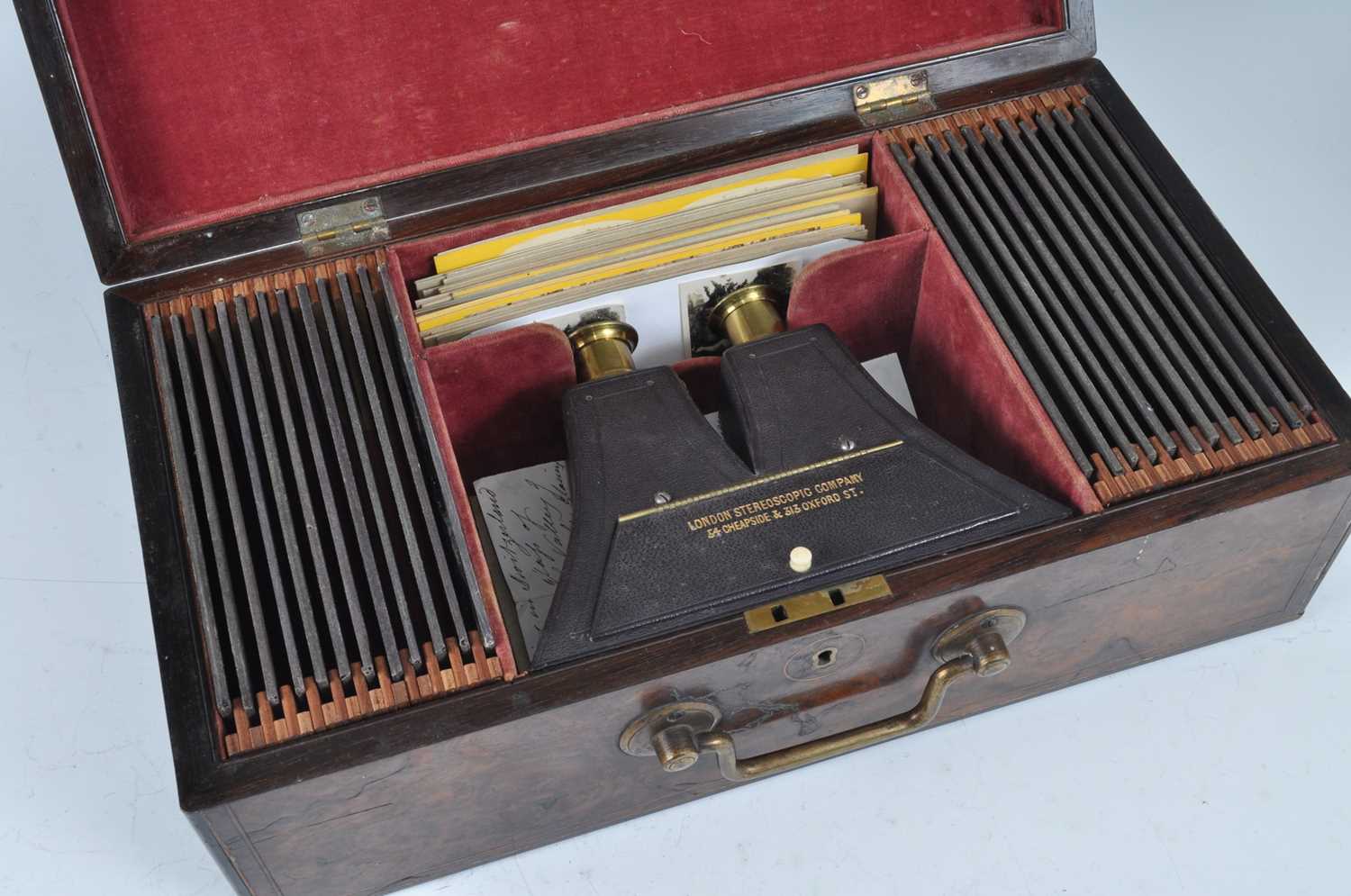 Lot 1252 - A cased circa 1850s Brewster type stereoscopic...