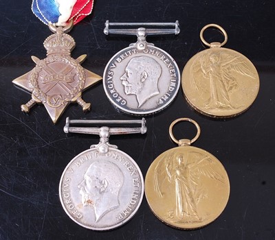 Lot 229 - A family group of five WW I medals to include...