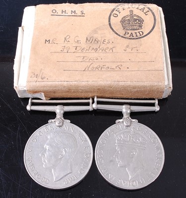 Lot 6 - A WW II Defence and War pair in OHMS box...