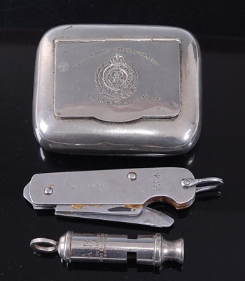 Lot 71 - A WW I pocket tobacco box of rounded...