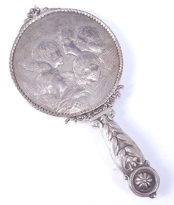 Lot 1091 - A Victorian silver hand mirror, having a...