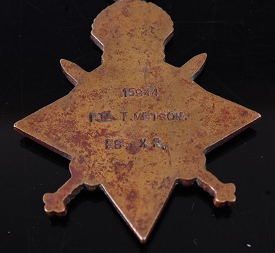 Lot 31 - A WW I 1914-15 Star, naming 15944. PTE. T....