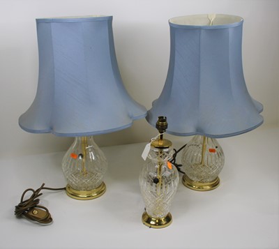Lot 3 - A pair of Stuart crystal table lamps, each...
