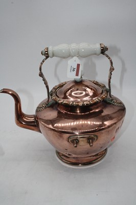 Lot 36 - A Victorian copper spirit kettle on stand...