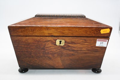 Lot 37 - A Regency rosewood twin compartment tea caddy,...