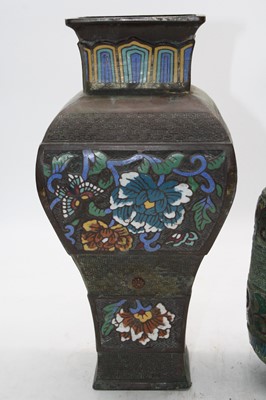 Lot 53 - A Chinese cloisonne enamel decorated vase, of...