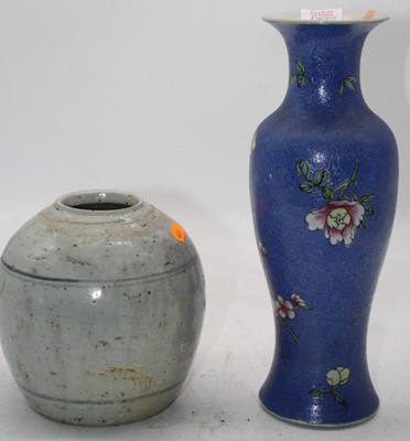 Lot 54 - A Chinese enamel decorated porcelain baluster...