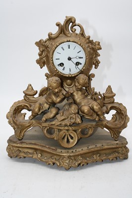 Lot 59 - A 19th century French gilt metal mantel clock,...