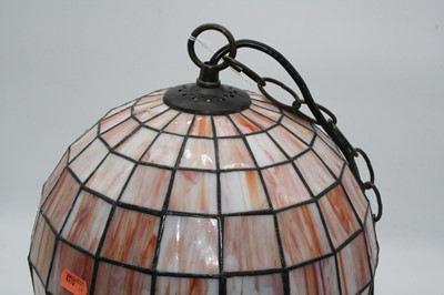 Lot 69 - A Tiffany style leaded glazed ceiling light...