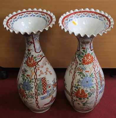 Lot 108 - A pair of Japanese Meiji period floor vases,...