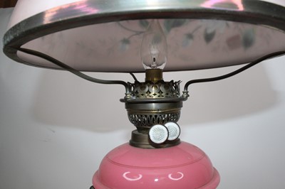 Lot 120 - A Victorian brass pedestal oil lamp having...