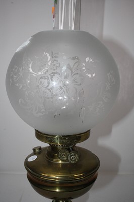 Lot 119 - A Victorian brass oil lamp having a globular...