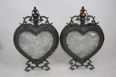Lot 171 - A pair of modern embossed copper lanterns, of...