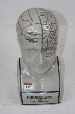 Lot 136 - A reproduction ceramic phrenology bust, height...