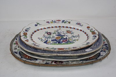 Lot 143 - A Victorian blue & white meat plate transfer...