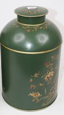 Lot 175 - A pair of Toleware style canisters and covers,...