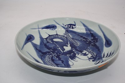 Lot 214 - A Chinese export blue & white dish underglaze...