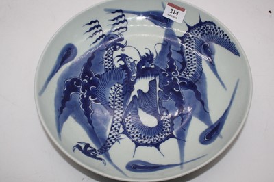Lot 101 - A Chinese export blue & white dish underglaze...