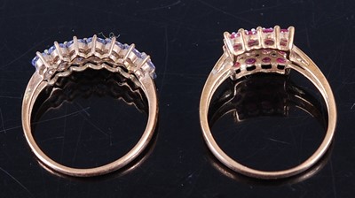 Lot 2592 - Two 9ct yellow gold dress rings, being a ruby...
