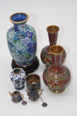 Lot 232 - A pair of modern Japanese cloisonne vases,...