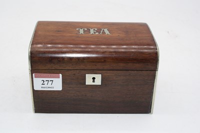 Lot 277 - A Victorian rosewood tea caddy, the hinged...