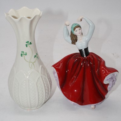 Lot 280 - A Belleek Irish porcelain vase, having a...