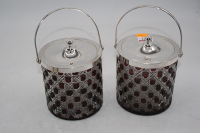 Lot 284 - A pair of ruby overlaid and hobnail cut glass...