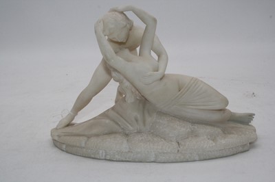 Lot 286 - A 20th century alabaster figure group carved...