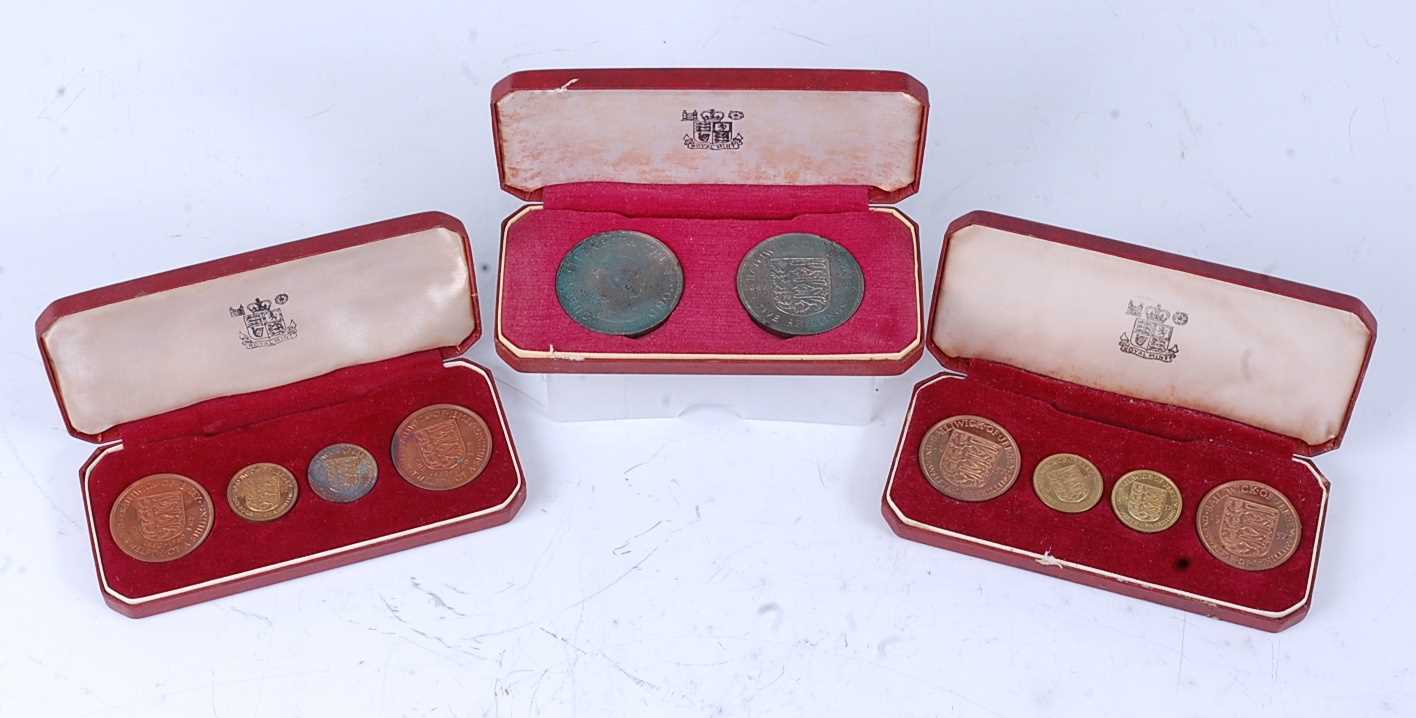 Lot 2007 - Bailiwick of Jersey, 1957 four coin set, to...