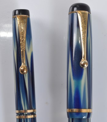 Lot 55 - A Parker True Blue Juniorette fountain pen and...