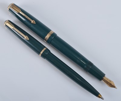 Lot 50 - A Parker Duofold fountain pen and ballpoint...