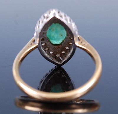 Lot 2625 - A yellow and white metal, emerald and diamond...