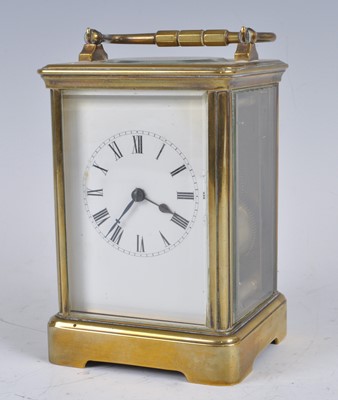 Lot 1370 - A circa 1900 brass carriage clock, having...