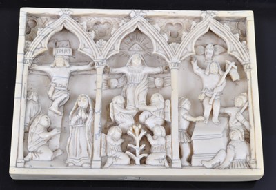 Lot 375 - A 19th century North European ivory plaque of...