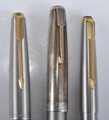Lot 84 - Three Parker fountain pens, one being a 51...