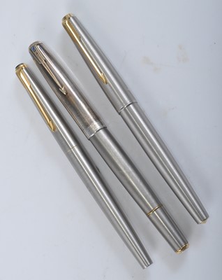 Lot 84 - Three Parker fountain pens, one being a 51...