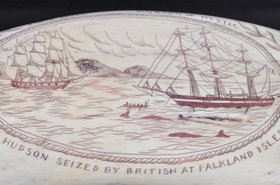 Lot 387 - A 19th century Sperm Whale tooth, scrimshaw...