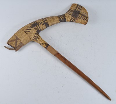 Lot 2383 - A Polynesian ceremonial axe, the shaped head...